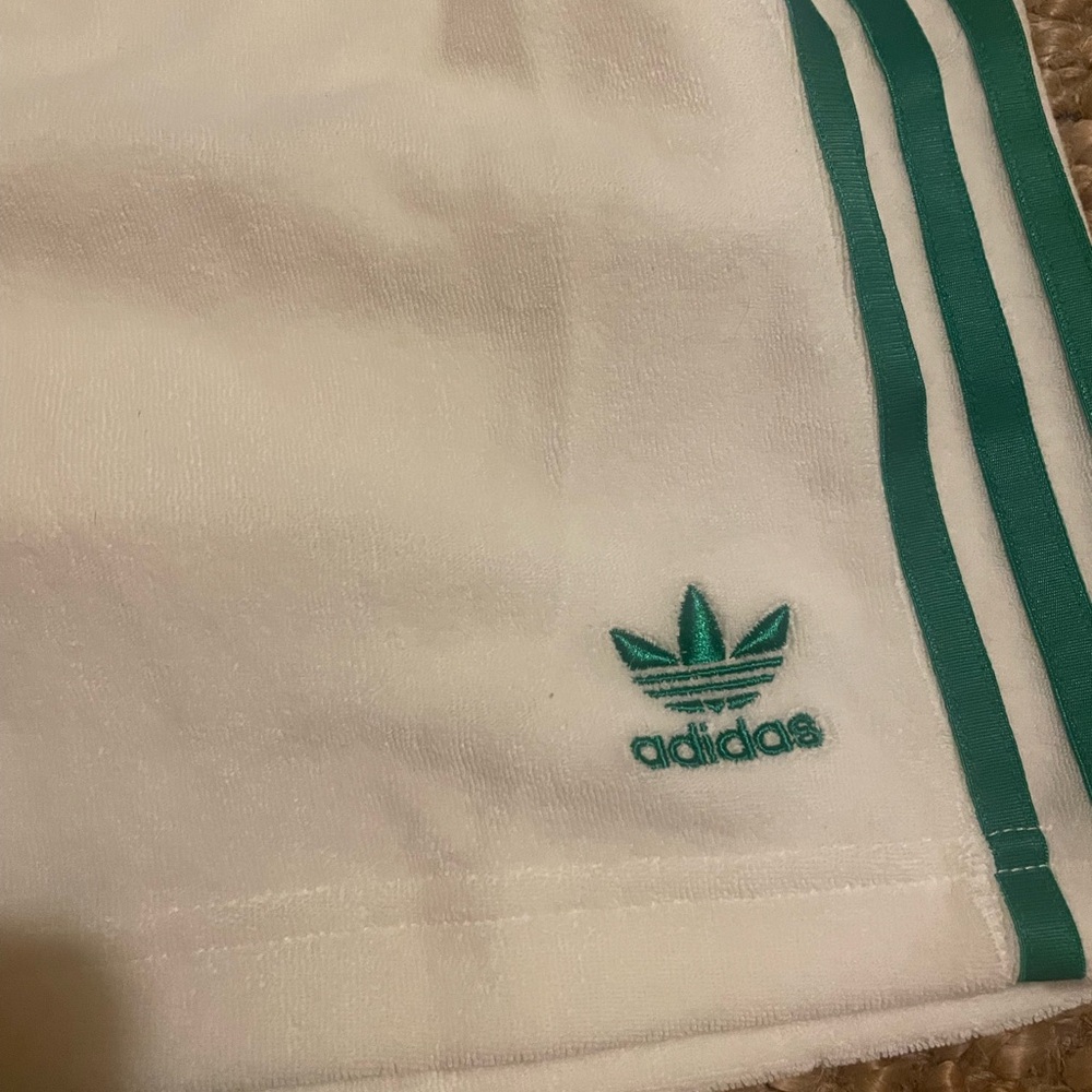 Adidas Women's Athletic Shorts in White and Green - Picture 4 of 5